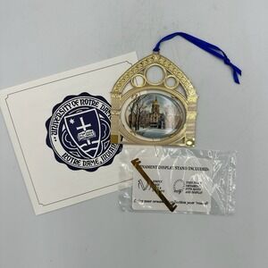 VTG 1996 Notre Dame "Our Mother" Brass Christmas Ornament Rare 3.5x3